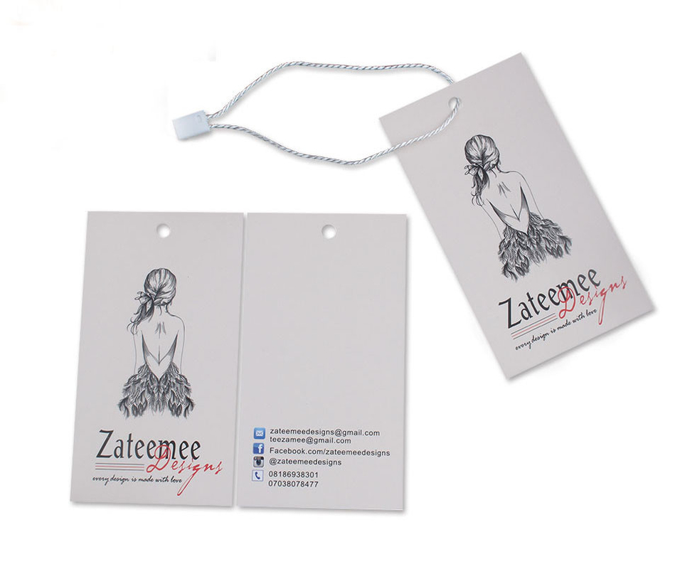 Custom Printed Personalised Centerfold Clothing Paper Swing Tags Supplier