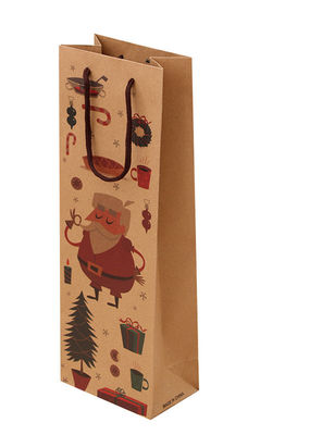 注文の印刷されたブラウンはギフトが綿と袋に入れるクラフト紙のワインのバルクを扱う